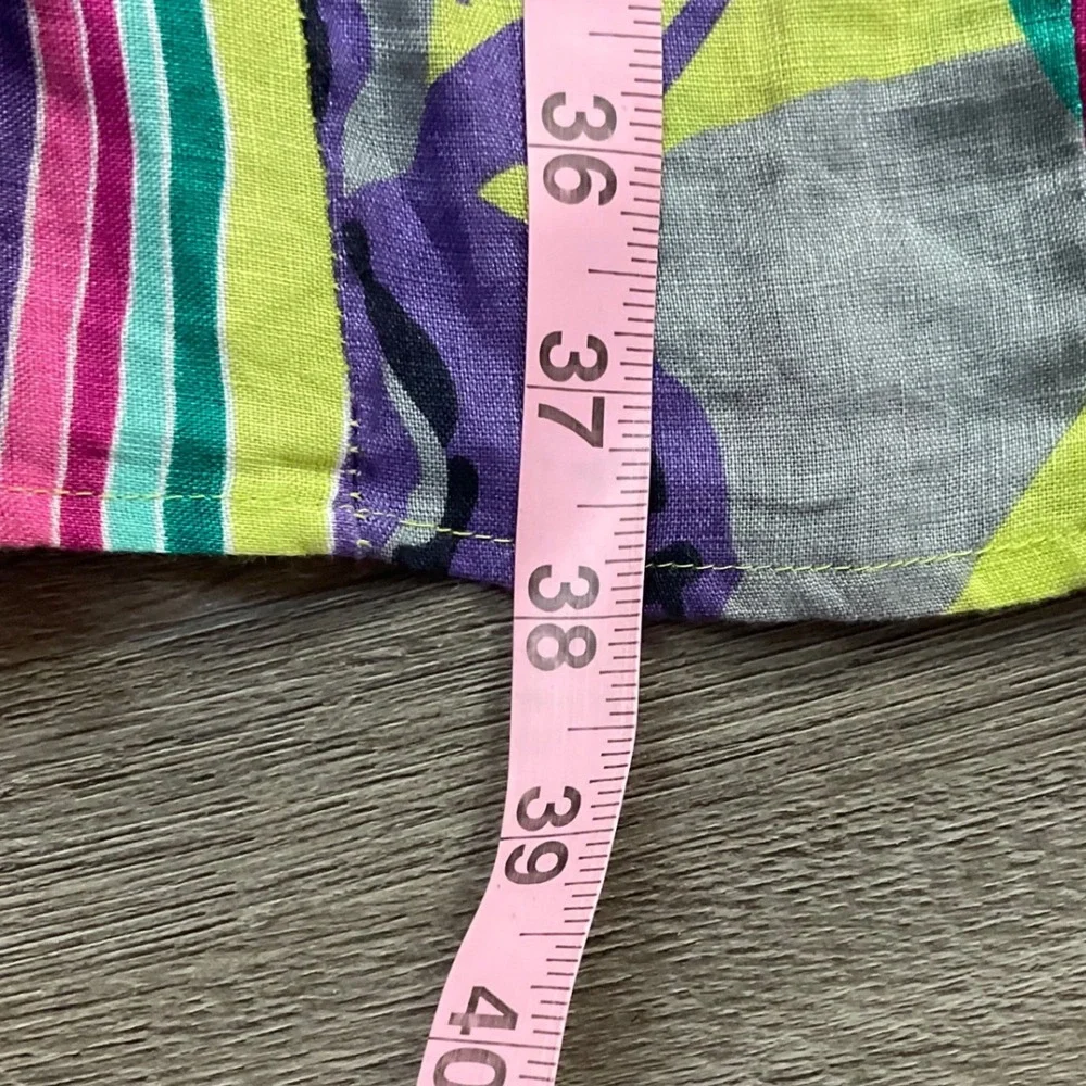 Soft Surroundings 100% Linen Floral Striped Maxi Skirt TS Tall Small Pink Purple